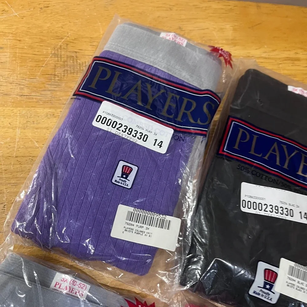 Players‎ Big Mans Fly Front Ribbed Briefs 3X 50-52 Lot of 4 Vtg Made in USA NEW